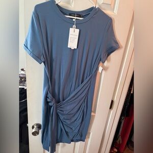 Blue T-shirt Medium dress with cute wrap detail